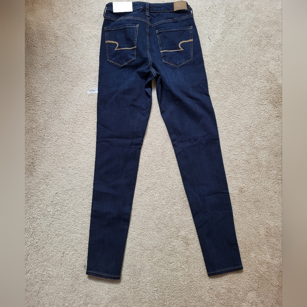AE Super Hi-rise Jeggings In Coldwater Rinse Size 8 Long, New With Tags - Picture 6 of 8